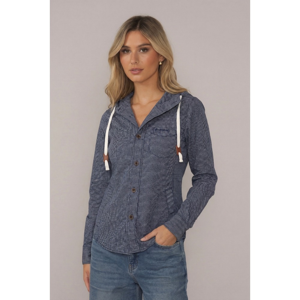 Ben Sherman Women's Hooded Utility Jacket Navy Blue 100% Cotton Casual Coat XS